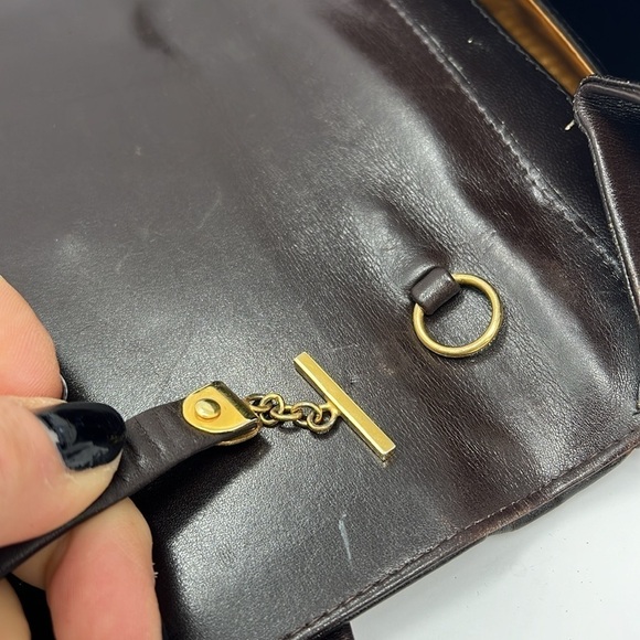 Rodo for Bonwit Teller Brown Smooth Italian Leather Clutch Shoulder Bag - Picture 14 of 15